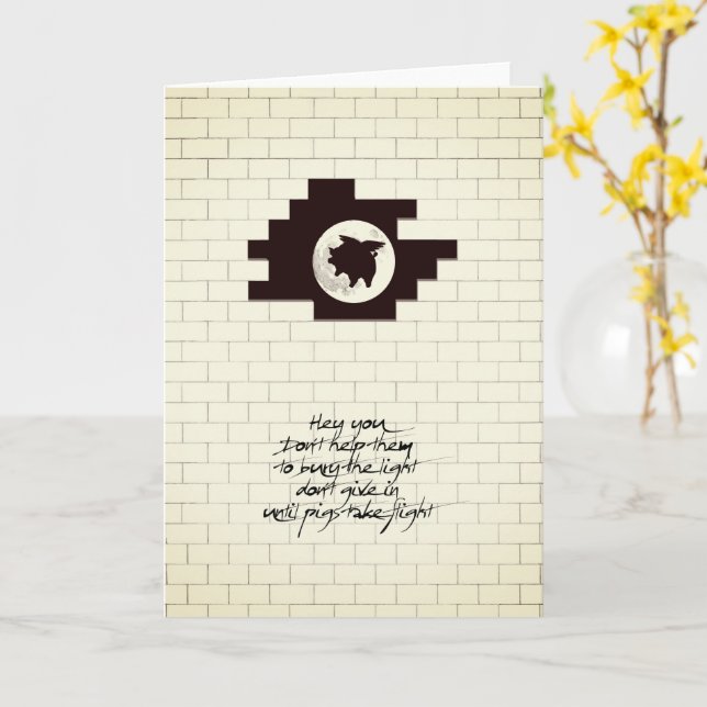 Flying Pig-Hey You Card (Yellow Flower)
