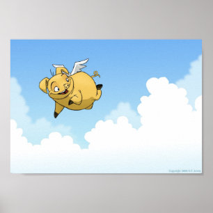 Flying Pig in the Clouds Poster