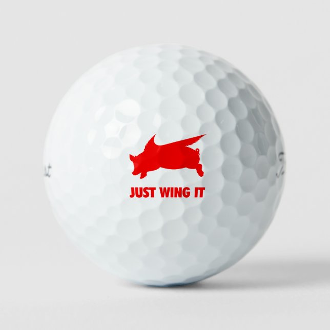 Flying Pig Just Wing It Golf Balls (Front)
