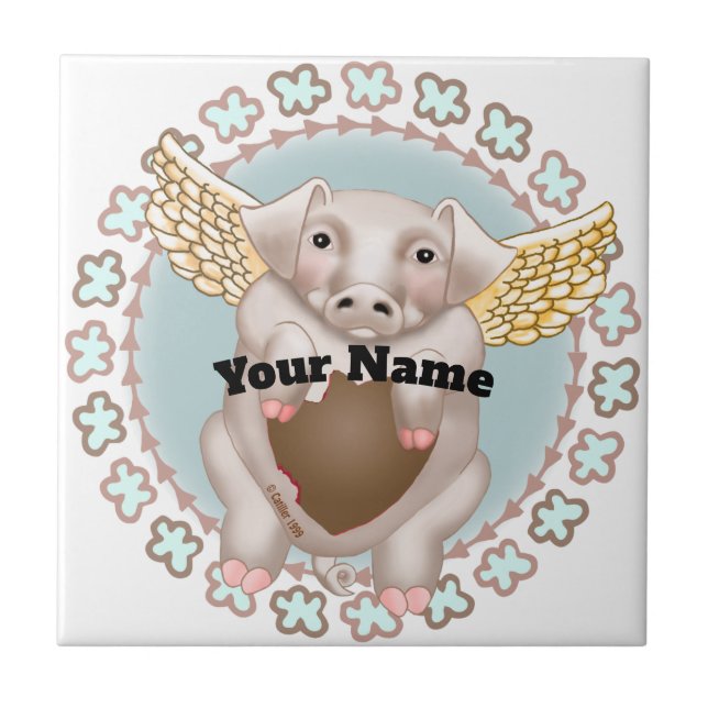 Flying Pig Kiss tile (Front)