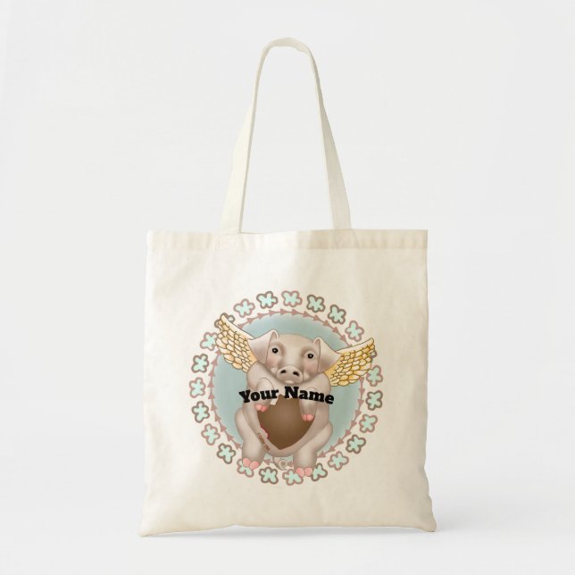 Flying Pig Kiss tote bag (Front)