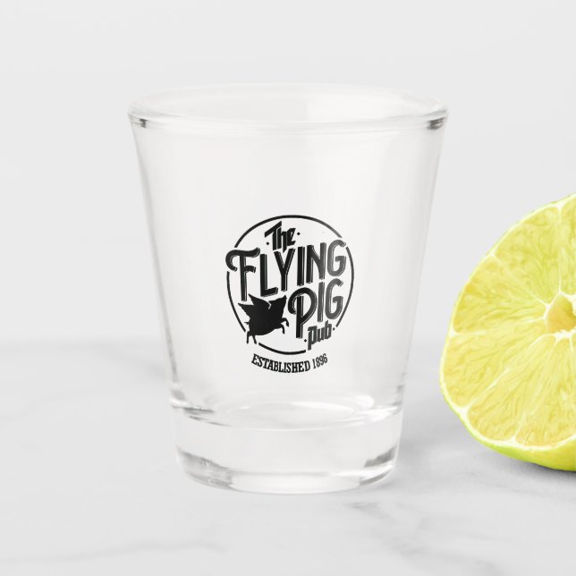 Flying Pig Logo Shot Glass (Front)