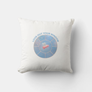 Flying Pig Look Out Your Window Cushion