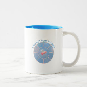 Flying Pig Look Out Your Window Two-Tone Coffee Mug