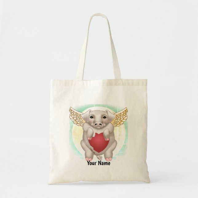 Flying Pig Love  tote bags (Front)