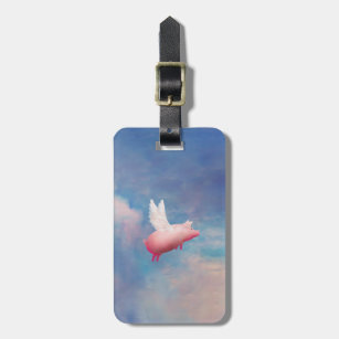 flying pig luggage tag