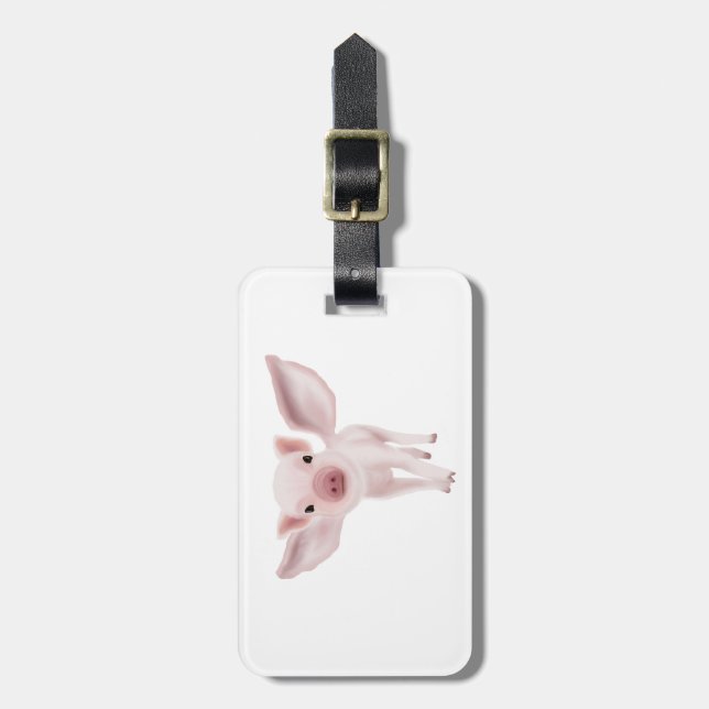 Flying pig luggage tag (Front Vertical)