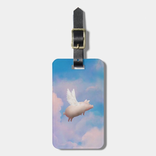 flying pig luggage tag (Front Vertical)