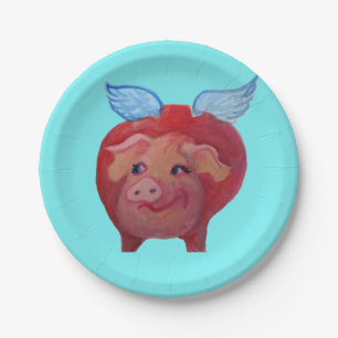 flying pig paper plate