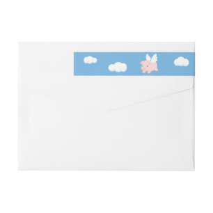 Flying Pig - Piglet with Wings Wrap Around Label