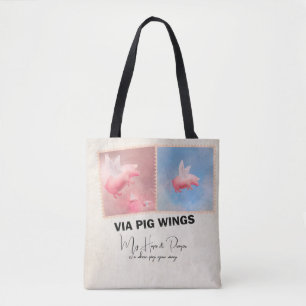 Flying pig postage hopes and prayers tote bag