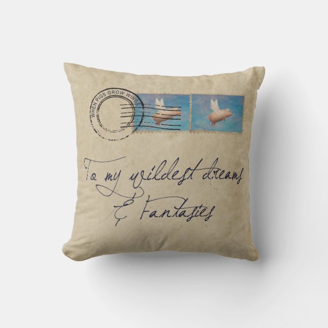 flying pig postage pillow (Front)