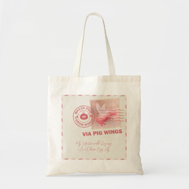 Flying Pig Postage Tote Bag (Front)