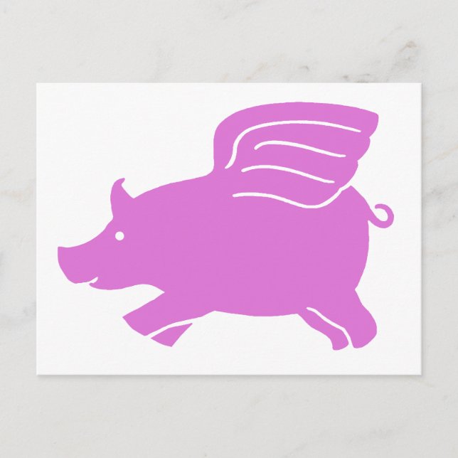 Flying Pig Postcard -  Pink (Front)