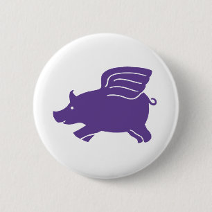 Flying Pig - Purple 6 Cm Round Badge
