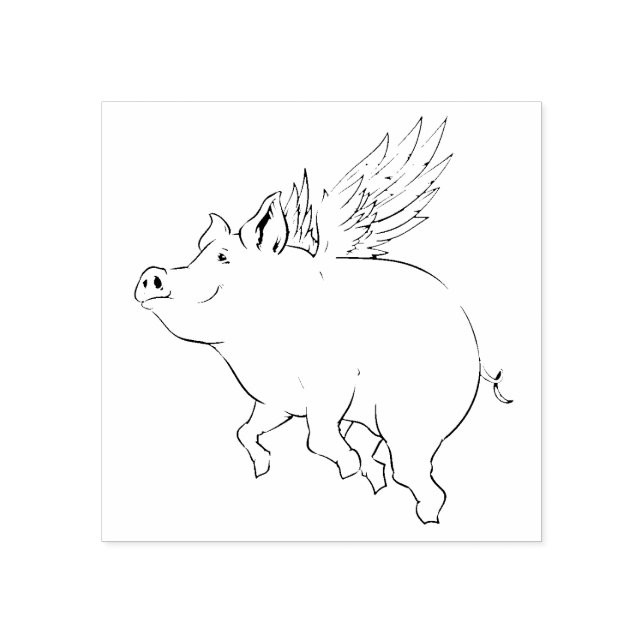 Flying Pig Rubber Stamp (Imprint)