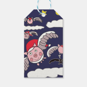 Flying Pig Santa   Gift Tags
