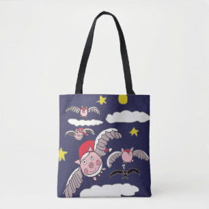 Flying Pig Santa  Tote Bag