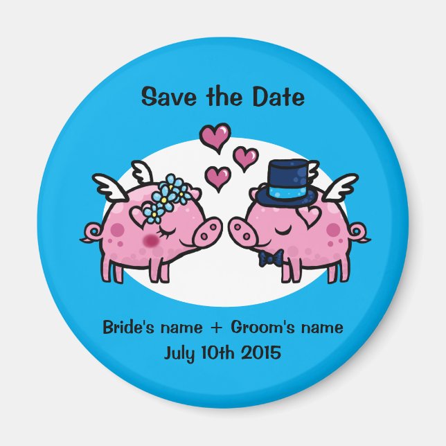 Flying Pig Save the Date Magnet (Front)
