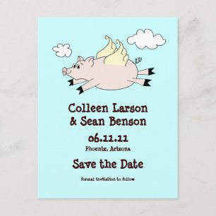 Flying Pig Save the Date, Solid Back Save The Date