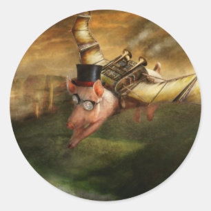 Flying Pig - Steampunk - The flying swine Classic Round Sticker