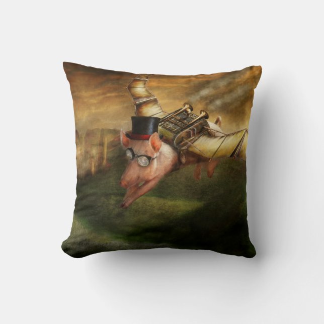 Flying Pig - Steampunk - The flying swine Cushion (Front)