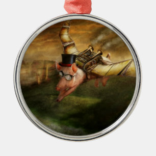 Flying Pig - Steampunk - The flying swine Metal Tree Decoration
