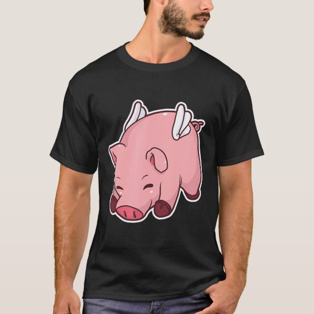 Flying Pig Super Pork Swine Hog Wings Gift Idea T-Shirt (Front)