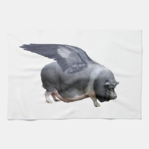 flying pig tea towel