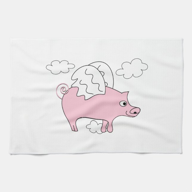 Flying Pig Tea Towel (Horizontal)