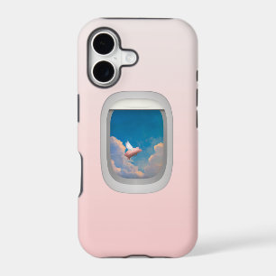 flying pig through aeroplane window iphone case
