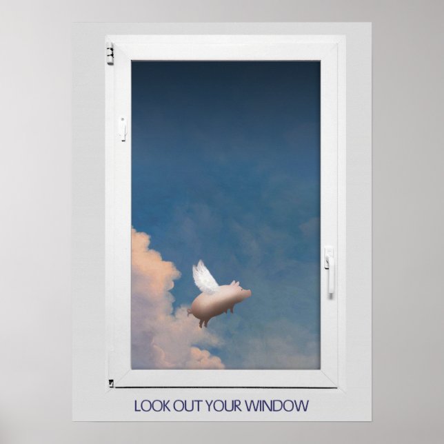flying pig through window poster (Front)