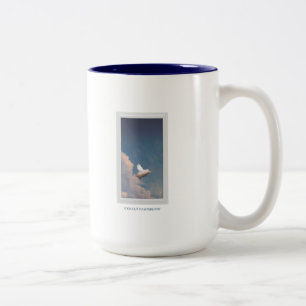 flying pig through window Two-Tone coffee mug