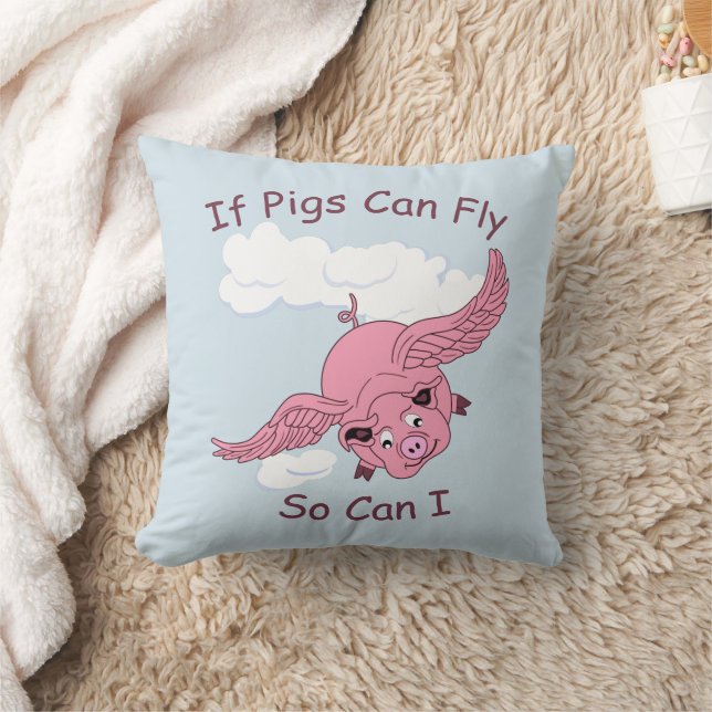 Flying Pig Throw Pillow (Blanket)