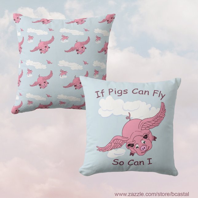Flying Pig Throw Pillow (Creator Uploaded)