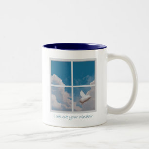 flying pig Two-Tone coffee mug