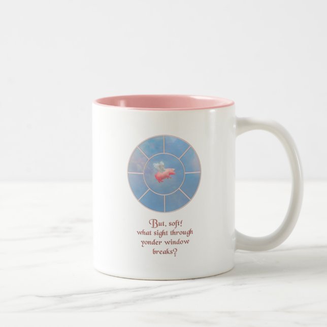 Flying Pig What Sight Through Yonder Window Two-Tone Coffee Mug (Right)