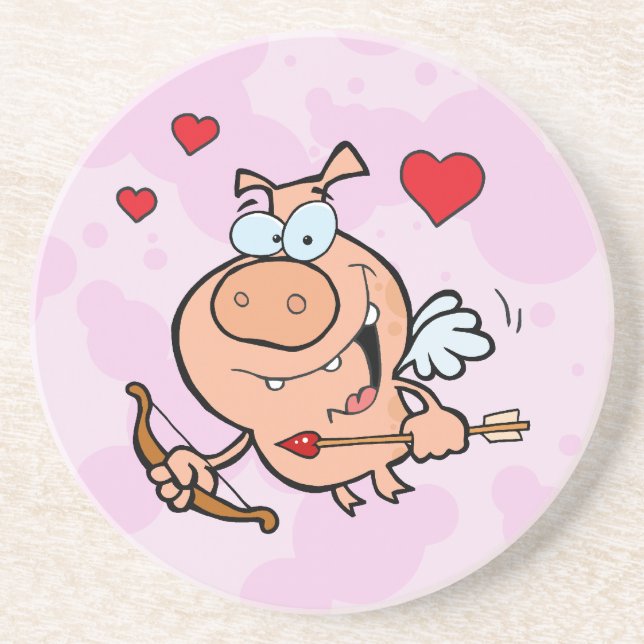 Flying Pig with Bow and Arrow Coaster (Front)