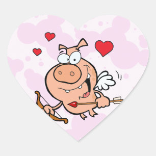 Flying Pig with Bow and Arrow Heart Sticker