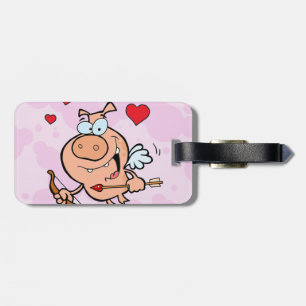 Flying Pig with Bow and Arrow Luggage Tag