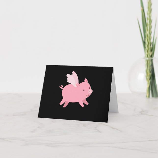 Flying Pig with Wings Fly Pig Lovers Card (Front)