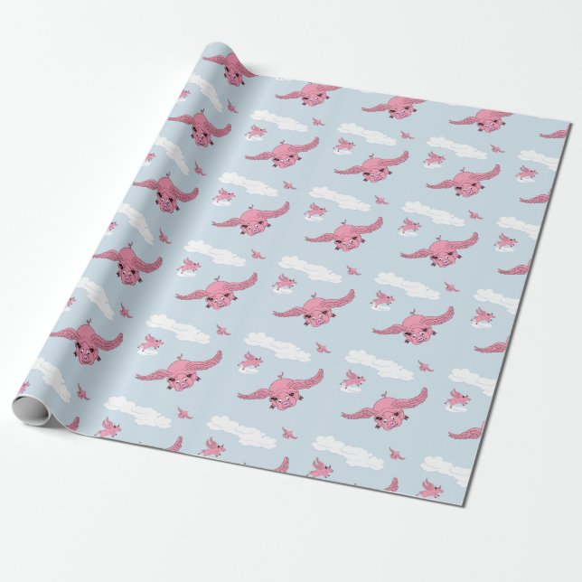 Flying Pig Wrapping Paper (Unrolled)