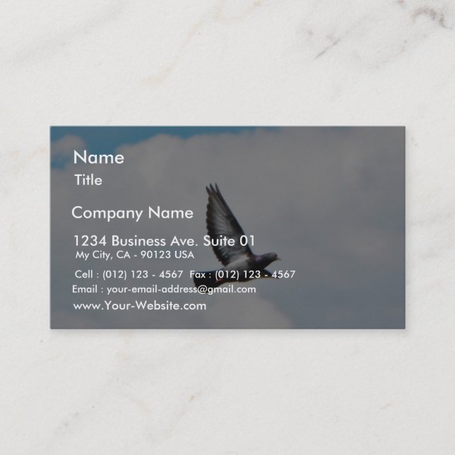Flying Pigeon On Sky Business Card (Front)