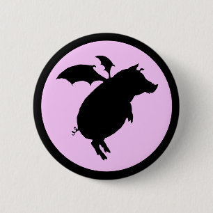 Flying piggy 6 cm round badge