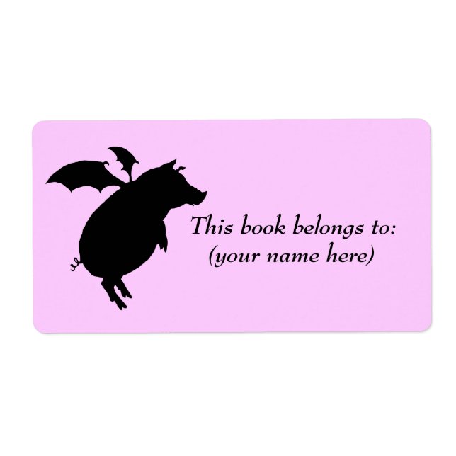 Flying piggy bookplate, square (Front)