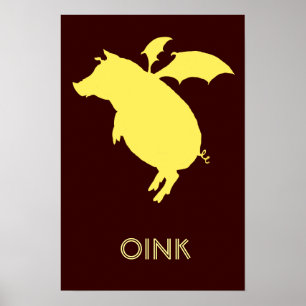 Flying piggy poster