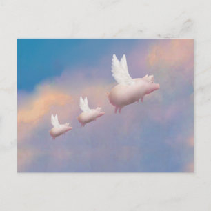 flying piglets postcard