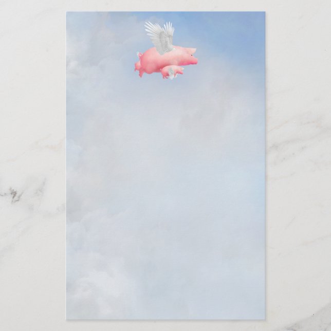 Flying Piglets with Their Mother Stationery (Front)