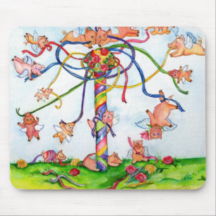 Flying Pigs Around the Maypole Mouse Pad