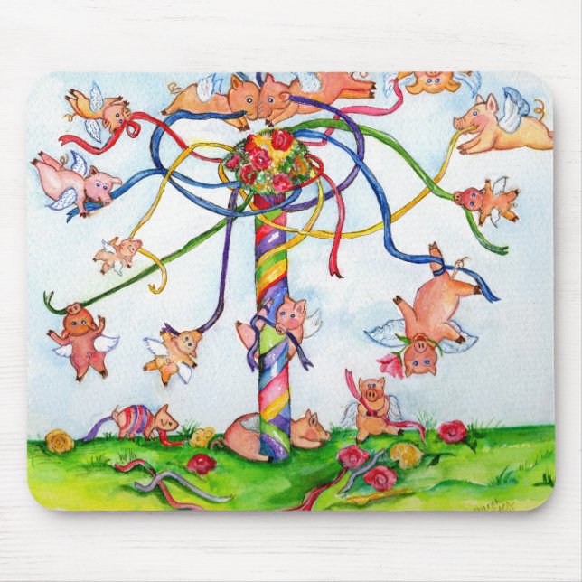 Flying Pigs Around the Maypole Mouse Pad (Front)